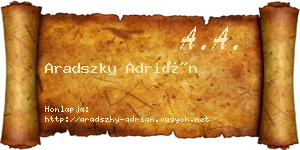 Aradszky Adrián névjegykártya
